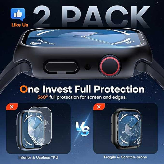 TAURI PACK OF 2 Hard Case Compatible for Apple Watch Series 7 45mm