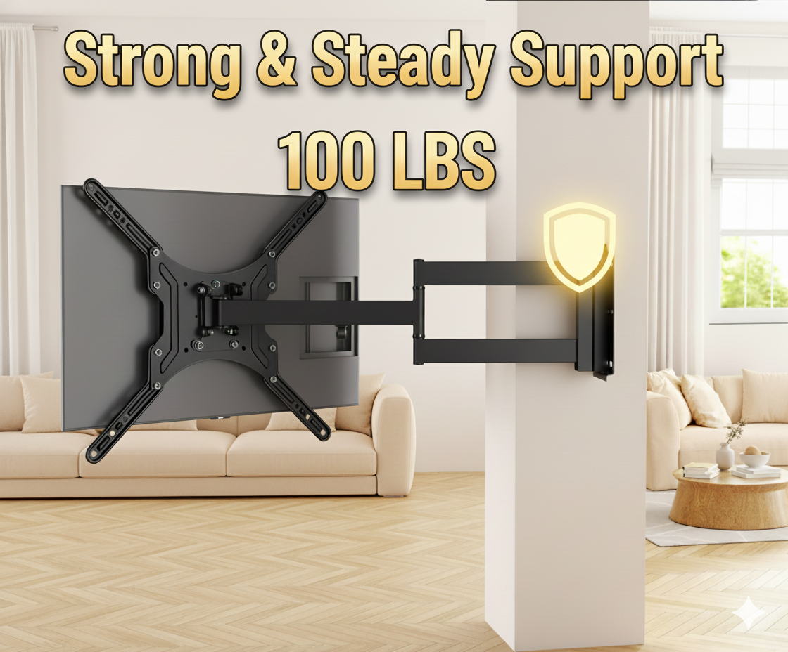 flexo Medium Full-Motion TV Wall Mount – Universal Long-Reach Swivel Tilt TV Bracket for 26–55 Inch TVs