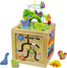 Fajiabao Wooden Activity Cube Dinosaur Toy – Montessori Learning Cube for Toddlers