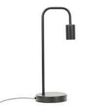 Retro Curved Table Lamp – Black Metal E27 Lamp with Switch