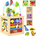 Fajiabao Wooden Activity Cube Dinosaur Toy – Montessori Learning Cube for Toddlers