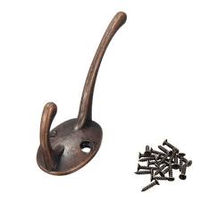 Rustic Copper Double Coat Hook – Wall Mount Robe Hook for Entryway, Bedroom & Bathroom