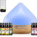500ML Wood Grain Aroma Diffuser – Essential Oil Humidifier & Air Purifier with Color Changing LED Lights