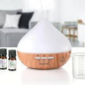 500ML Wood Grain Aroma Diffuser – Essential Oil Humidifier & Air Purifier with Color Changing LED Lights