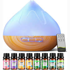 500ML Wood Grain Aroma Diffuser – Essential Oil Humidifier & Air Purifier with Color Changing LED Lights