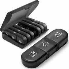 Weekly Pill Organizer 3 Times a Day – 7 Day Large Travel Pill Box for Medication & Vitamins (Black)