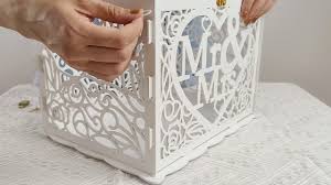 Jolik Wooden Wedding Card Box – Vintage Mailbox Design with Lock for Gift Cards & Money (Mr & Mrs, White)