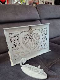 Jolik Wooden Wedding Card Box – Vintage Mailbox Design with Lock for Gift Cards & Money (Mr & Mrs, White)