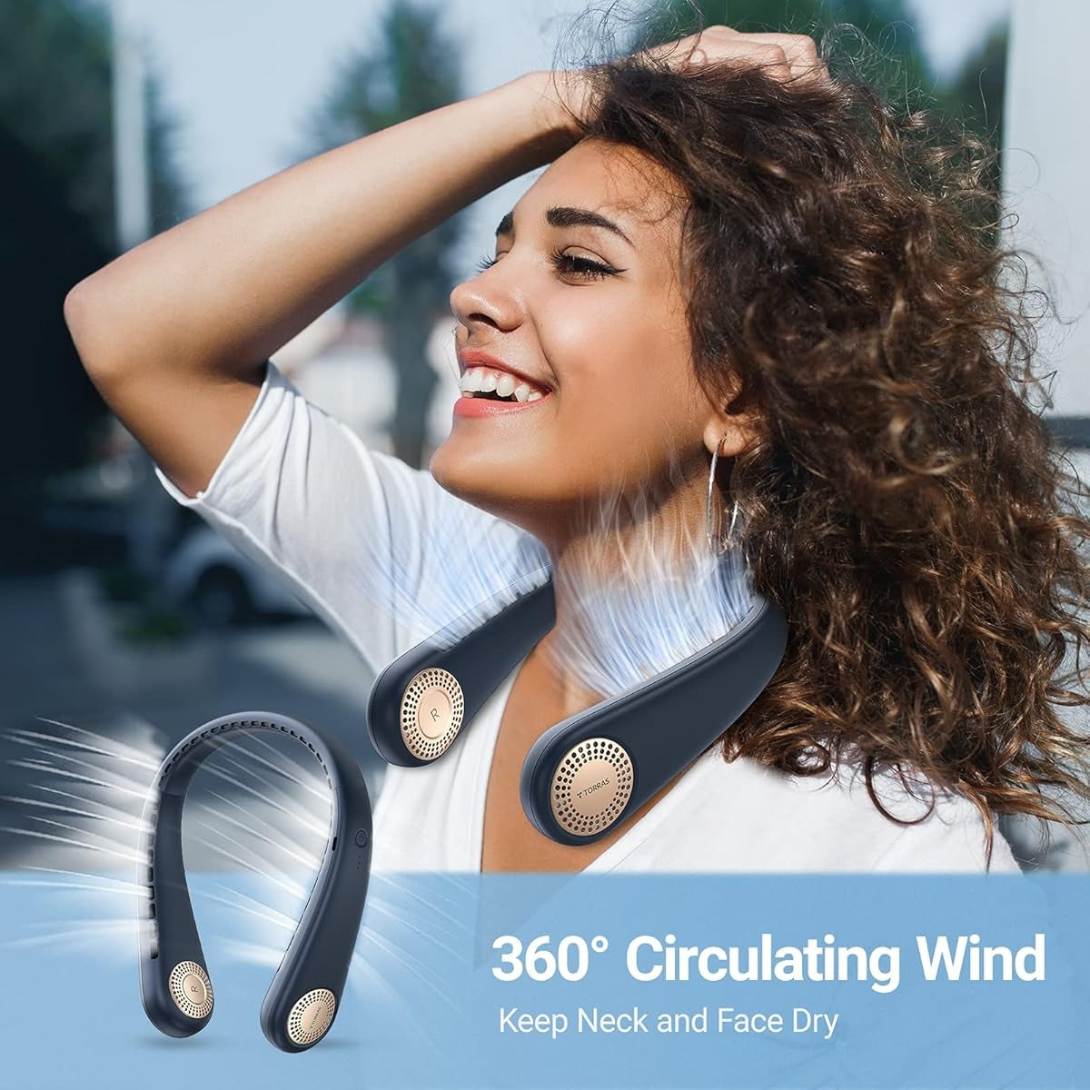 Neck Fan Portable Rechargeable 4000 mAh Battery Bladeless Neck Fan 360 degree flexible USB Rechargeable Cooling Fan