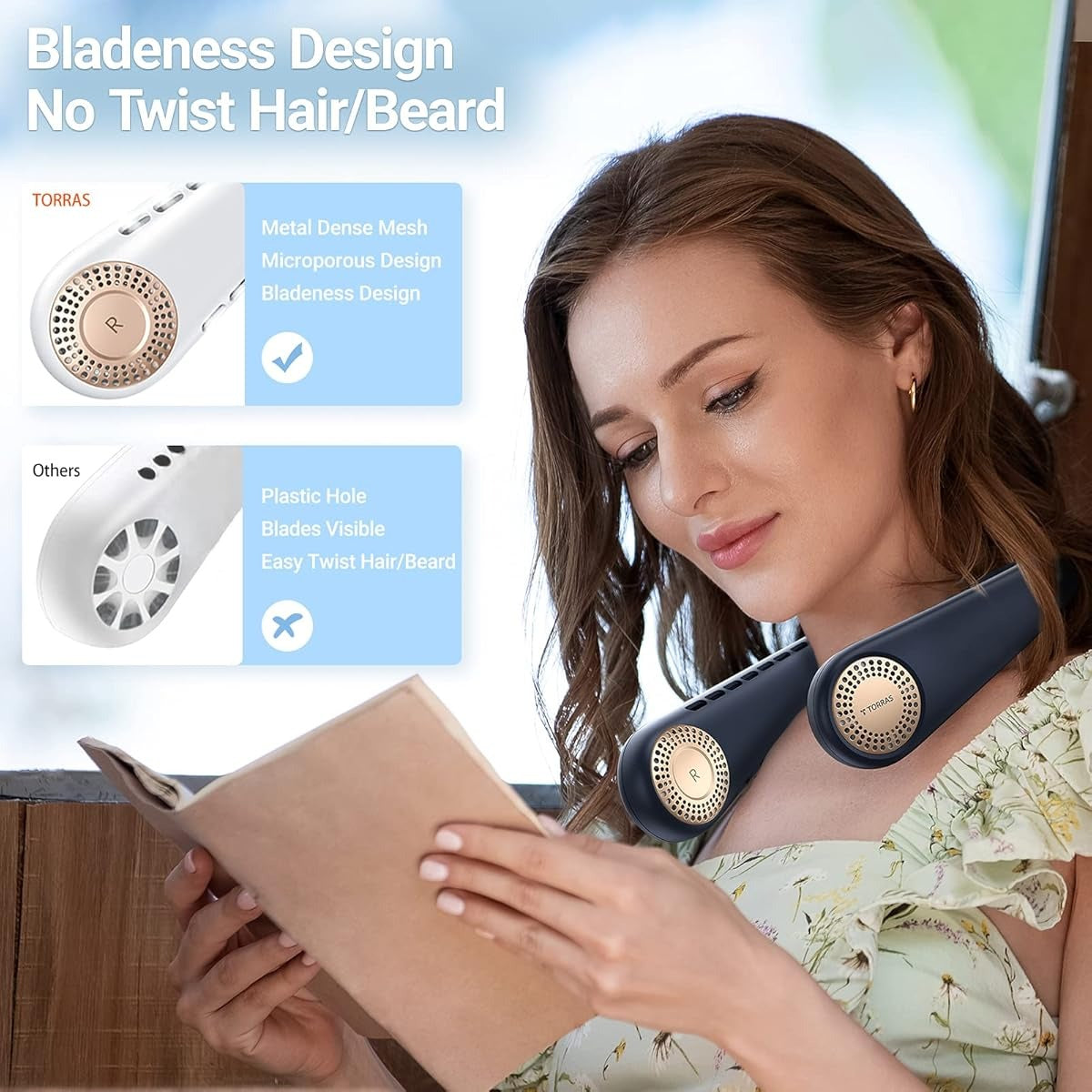 Neck Fan Portable Rechargeable 4000 mAh Battery Bladeless Neck Fan 360 degree flexible USB Rechargeable Cooling Fan