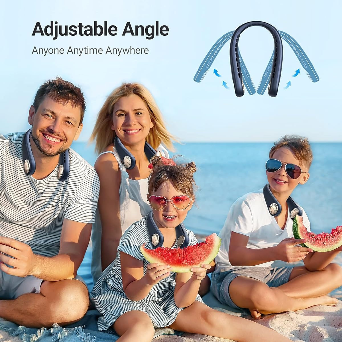 Neck Fan Portable Rechargeable 4000 mAh Battery Bladeless Neck Fan 360 degree flexible USB Rechargeable Cooling Fan