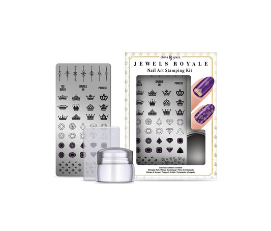 China Glaze Jewels Royale Nail Art Stamping Kit with Plate, Stamper & Scraper