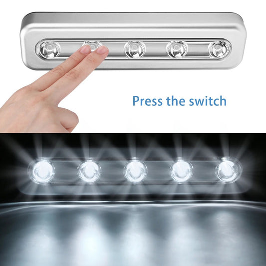 4 LEDs Night Light Portable AAA Battery Powered Cabinet Wall Lamp Sticky Tapes On/Off Night Lamp
