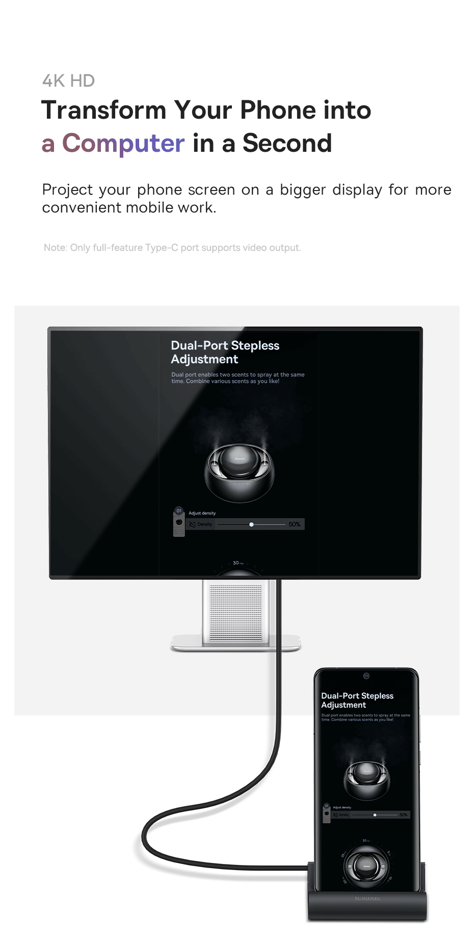 Baseus Docking Station USB C Hub to 4K HDMI-compatible USB 3.0 PD 100W Fast Charger for Samsung S22 S20 Dex Phone Dock Station