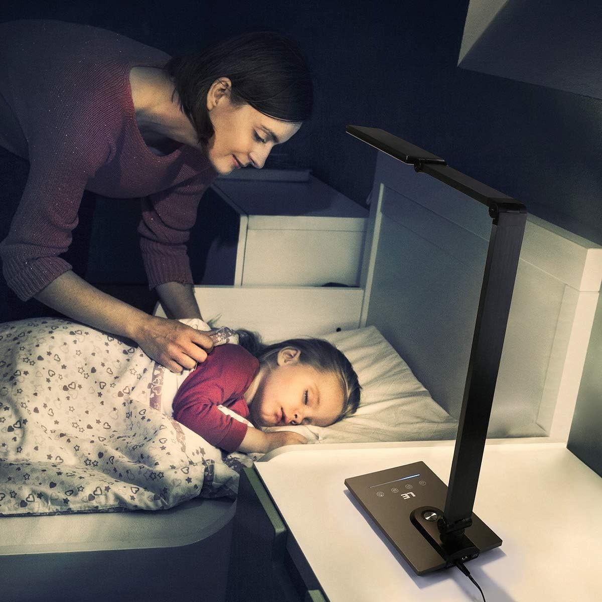 Lighting EVER Brushed Metal Design LED Desk Lamp, Flexible Touch Control Desk Lamp with USB Port, Timer and Memory Function, 3 Brightness Levels (Dark Grey)