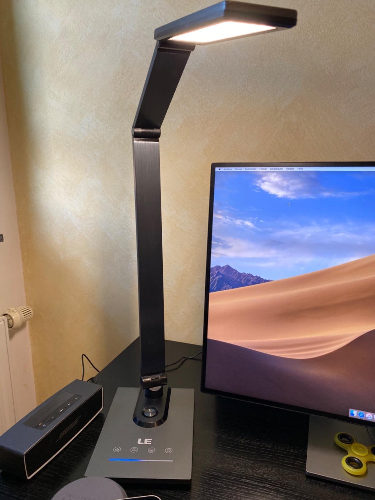 Lighting EVER Brushed Metal Design LED Desk Lamp, Flexible Touch Control Desk Lamp with USB Port, Timer and Memory Function, 3 Brightness Levels (Dark Grey)