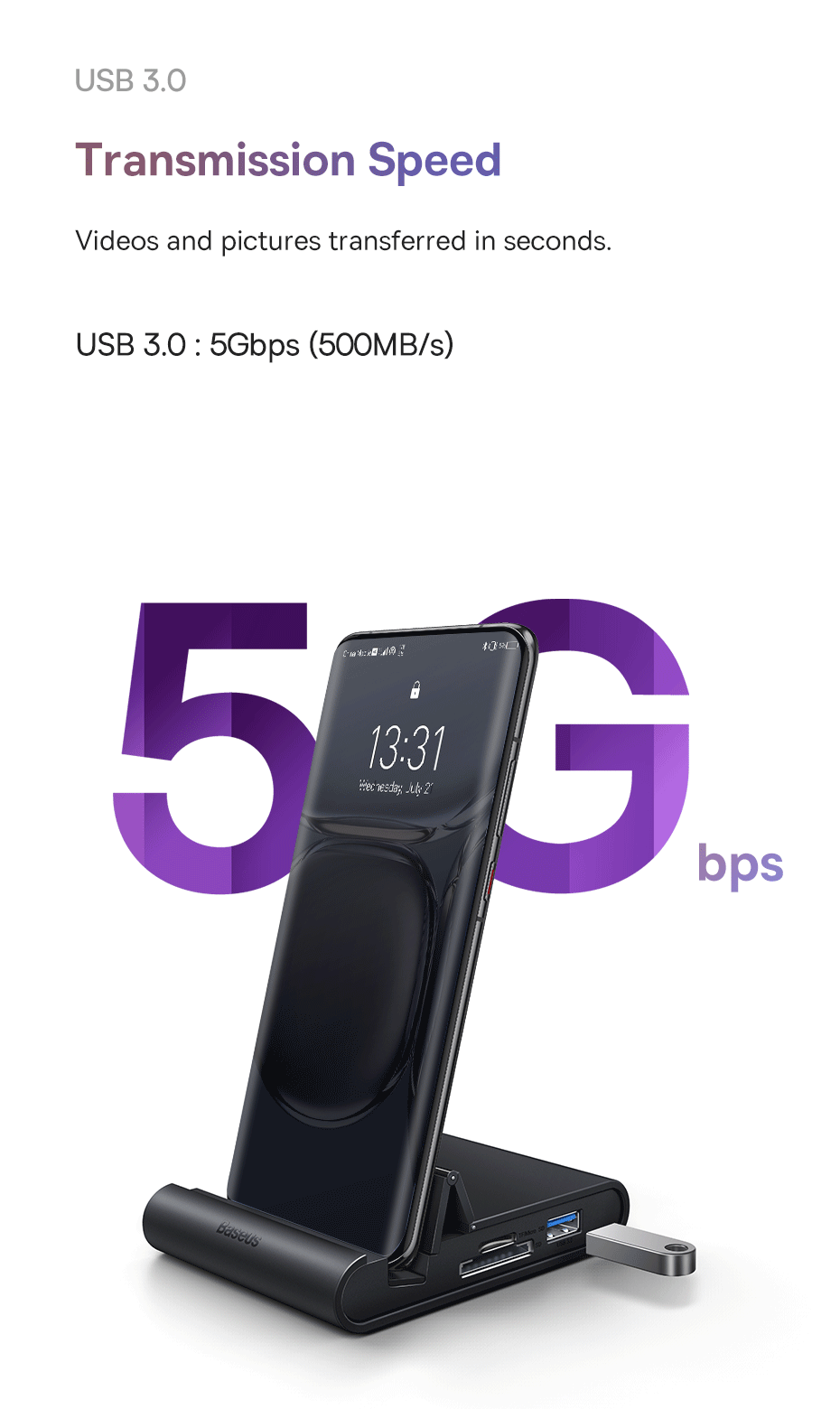 Baseus Docking Station USB C Hub to 4K HDMI-compatible USB 3.0 PD 100W Fast Charger for Samsung S22 S20 Dex Phone Dock Station