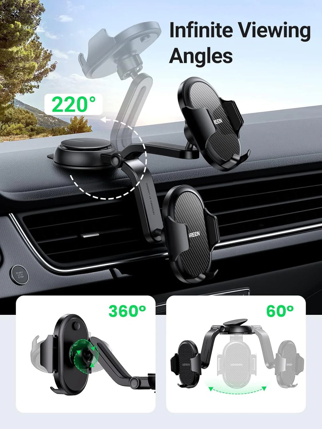 UGREEN LP405 Waterfall Shaped Suction Cup Phone Mount 20473