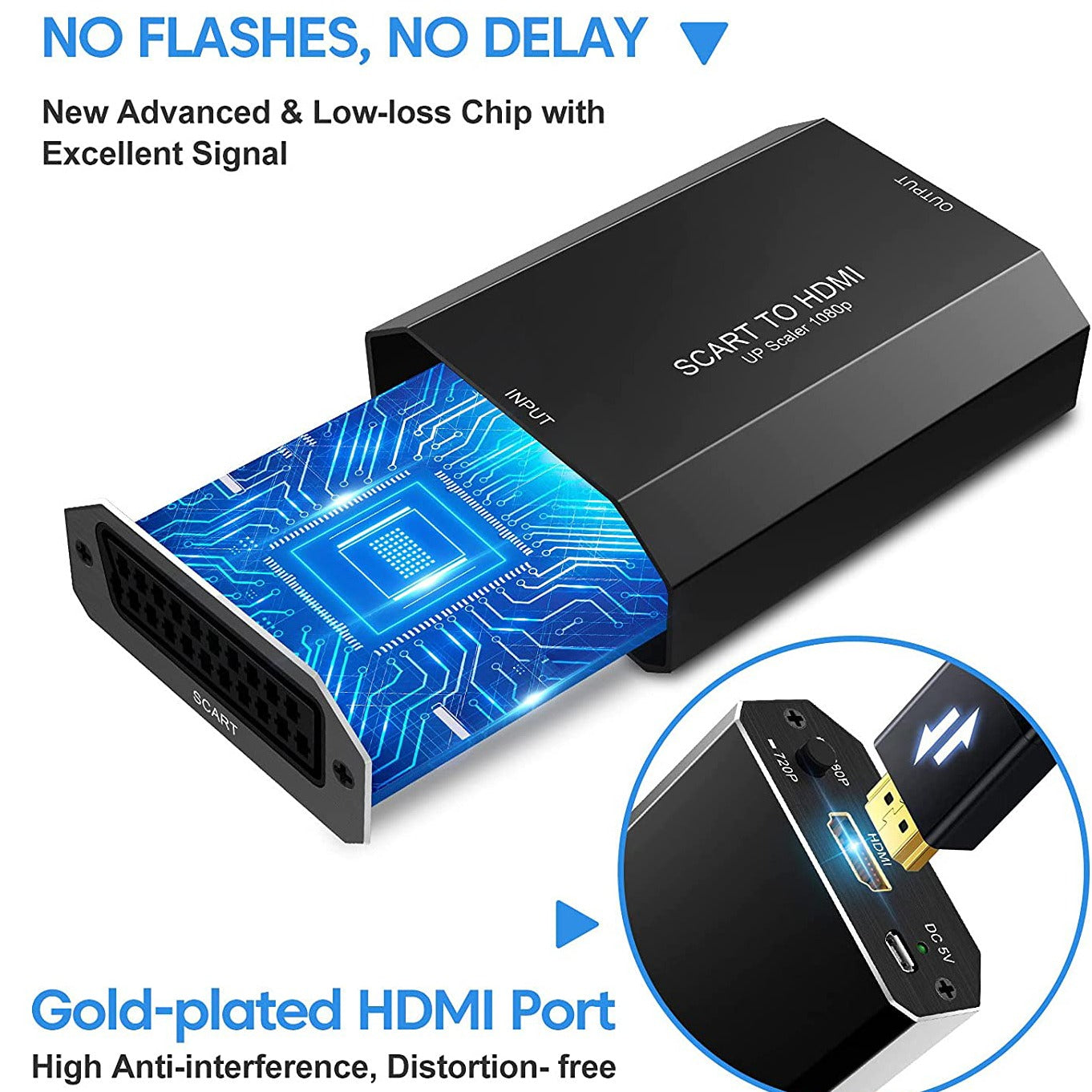 Techole HS310-BK Aluminum Scart to HDMI Converter