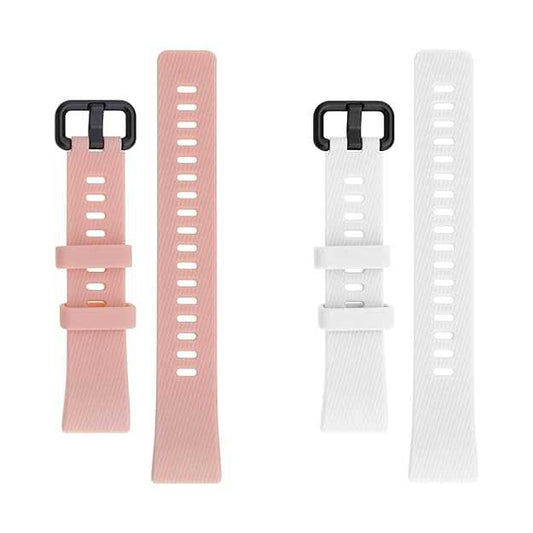 ECSiNG Silicone Watch Strap Compatible with Huawei Band 4 ProBand 3 ProBand 3 Fitness Tracker Sport Watch Band Quick Release Wristband White & Pink