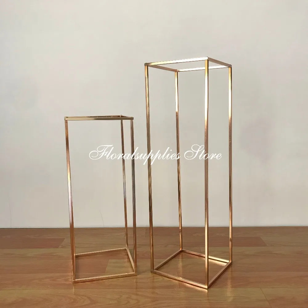 Gold Metal Flower Vase Stand – Wedding Column Centerpiece Rack for Events & Parties