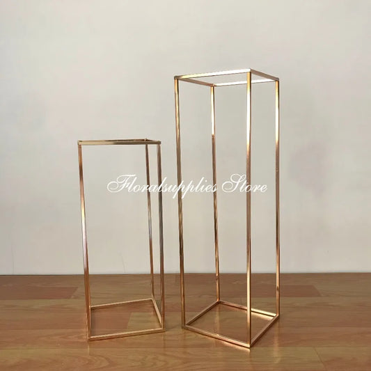Gold Metal Flower Vase Stand – Wedding Column Centerpiece Rack for Events & Parties