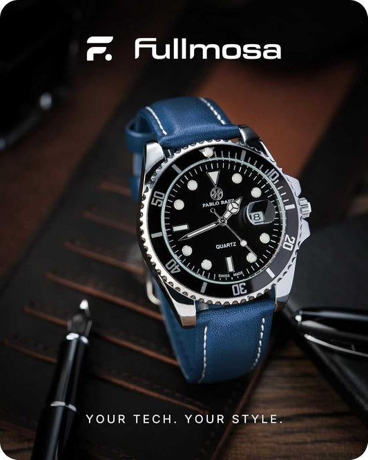Fullmosa Axus Genuine Leather Replacement Watch Strap with Stainless Metal Clasp