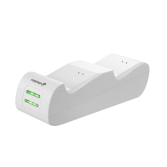 Fosmon Dual Charger Compatible with Xbox One / One X / One S Elite Controllers, Two Slots, High Speed Charging and Docking Station with 2 Rechargeable Batteries Included - White