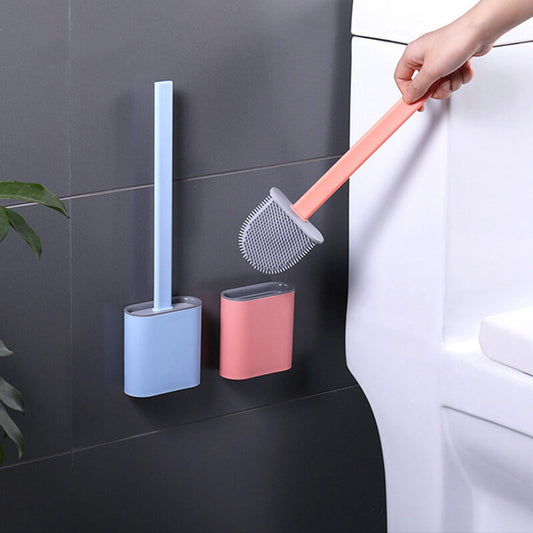 Silicone Toilet Brush with Toilet Brush Holder Creative Cleaning Brush