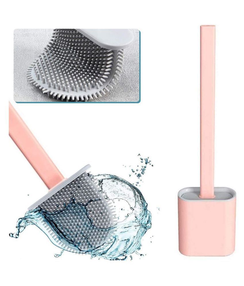 Silicone Toilet Brush with Toilet Brush Holder Creative Cleaning Brush